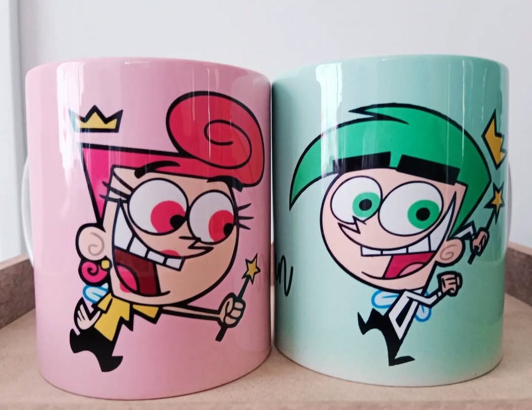 Mug para ParejasSet de mugs con diseños complementarios para parejas.